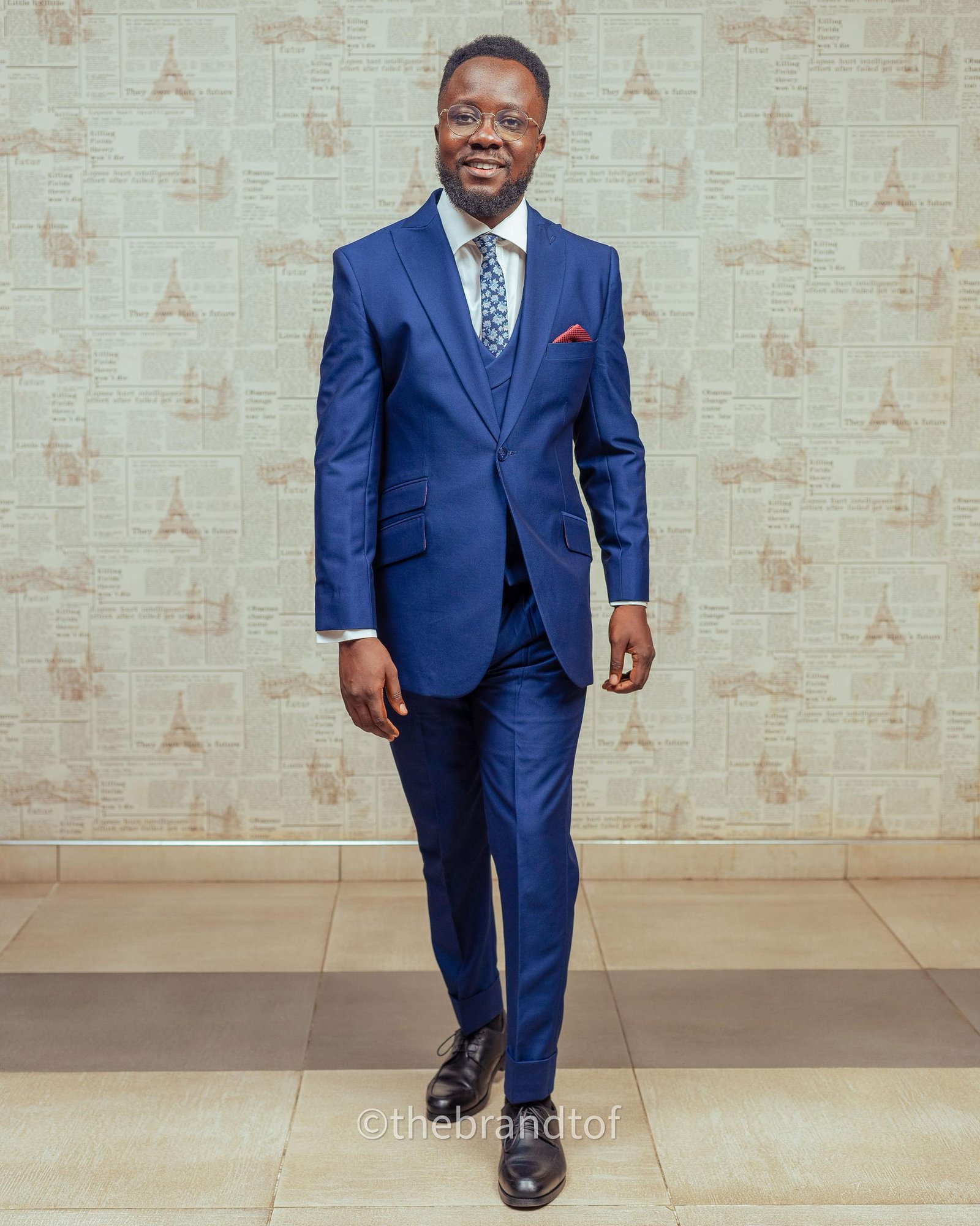 The Navy Blue Peak Lapel 3 Piece Suit